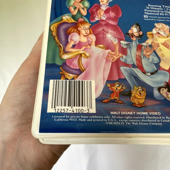 Disney Cinderella VHS Tape - Classic Animated Movie Black Diamond - Picture 3 of 4